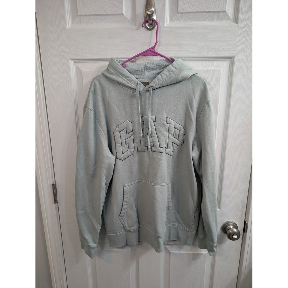 GAP Quilted Logo Hoodie Medium Mens Sage Green Pullover